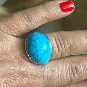 Park Lane Silver tone Dome Ring size 9 Turquoise Stone Silver Ring